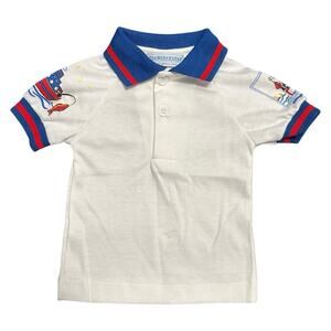 Vintage OshKosh B’Gosh Boys Polo Shirt Fishing Boats Size 6-9 Mos White Red Blue
